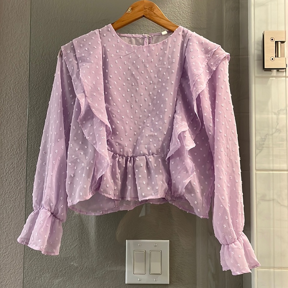 Swiss dot ruffle top